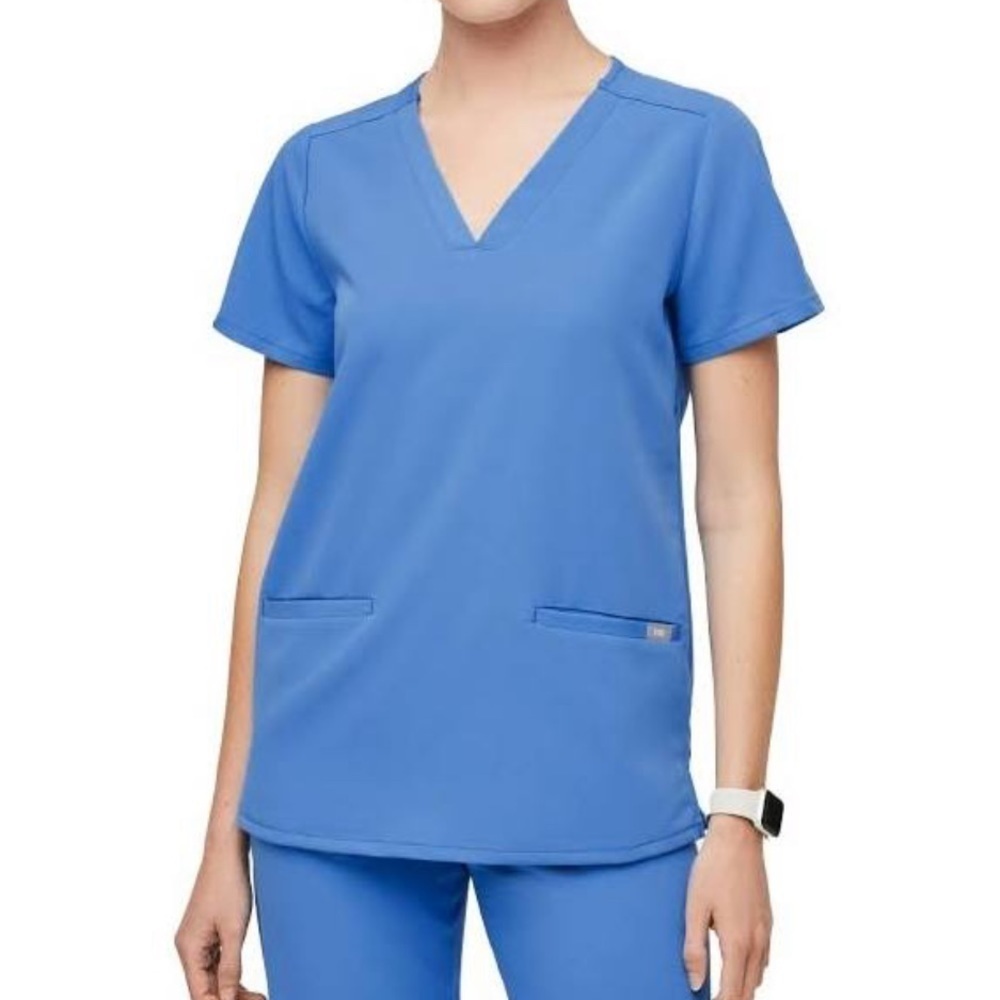 Figs Technical Collection‎ Blue V neck Scrub Top Size Small